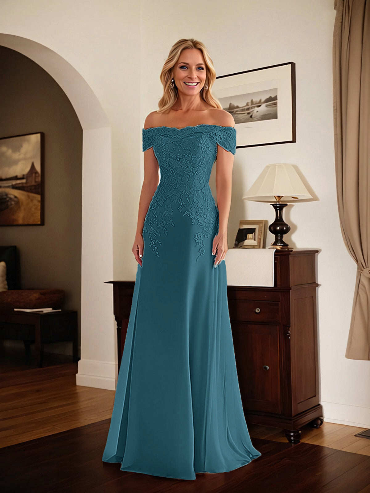 Adriana | Women's Off-Shoulder Lace Mermaid Gown