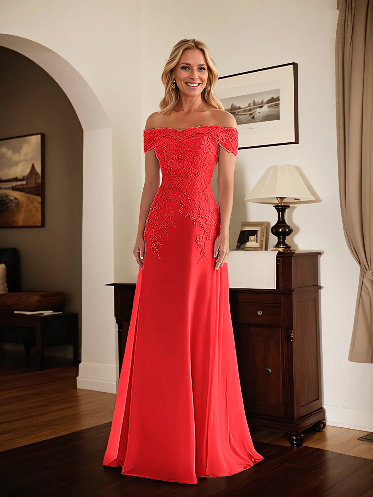 Adriana | Women's Off-Shoulder Lace Mermaid Gown
