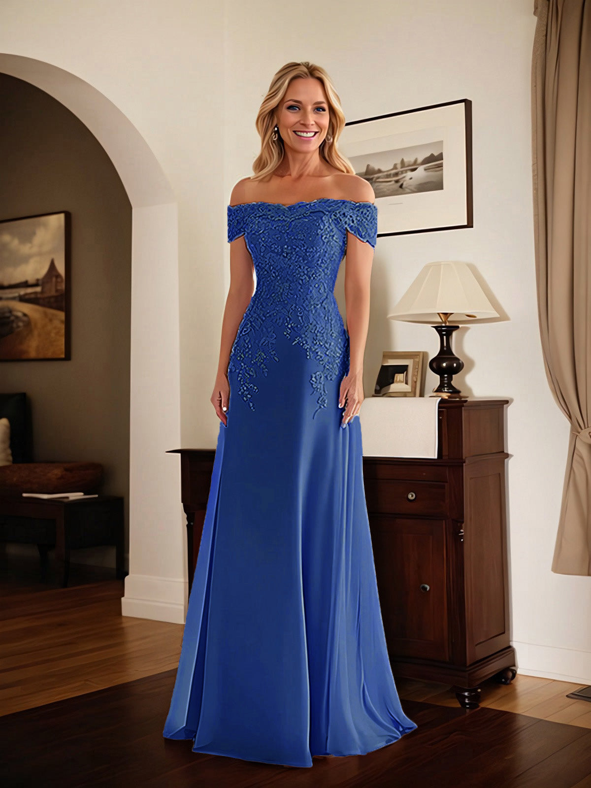 Adriana | Women's Off-Shoulder Lace Mermaid Gown
