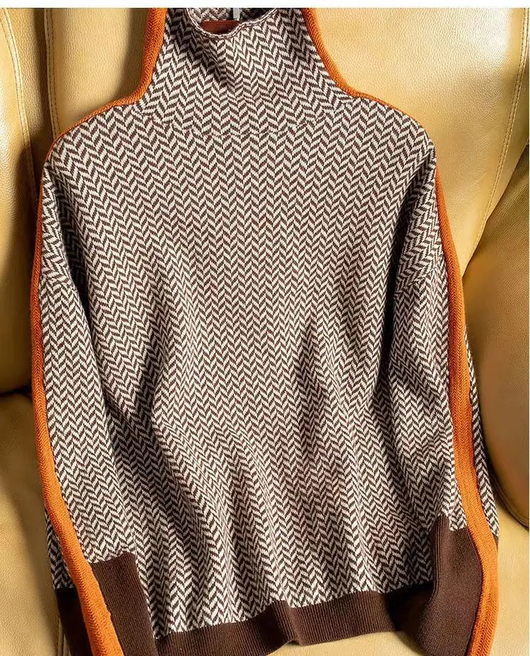 Piper | Women's Herringbone Turtleneck Sweater Dress