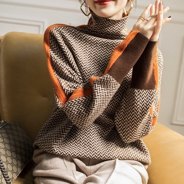 Piper | Women's Herringbone Turtleneck Sweater Dress