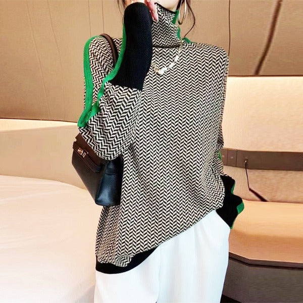 Piper | Women's Herringbone Turtleneck Sweater Dress