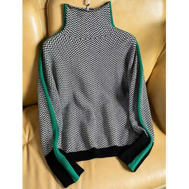 Piper | Women's Herringbone Turtleneck Sweater Dress