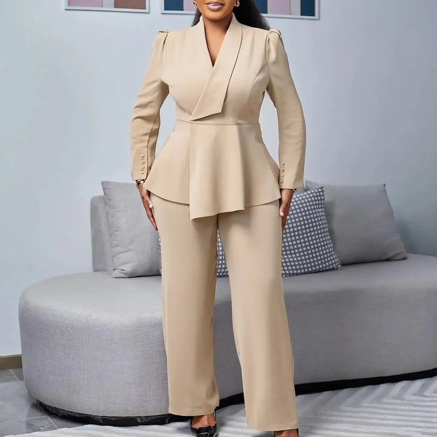 Daphne | Women's Peplum Blazer Suit Set