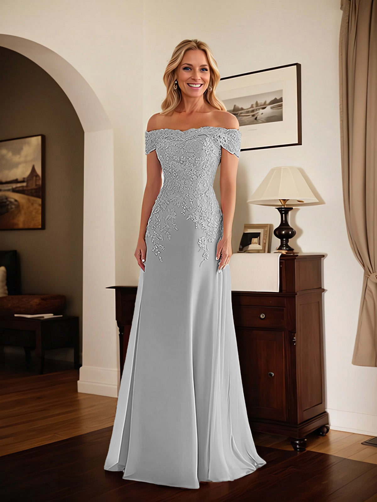 Adriana | Women's Off-Shoulder Lace Mermaid Gown
