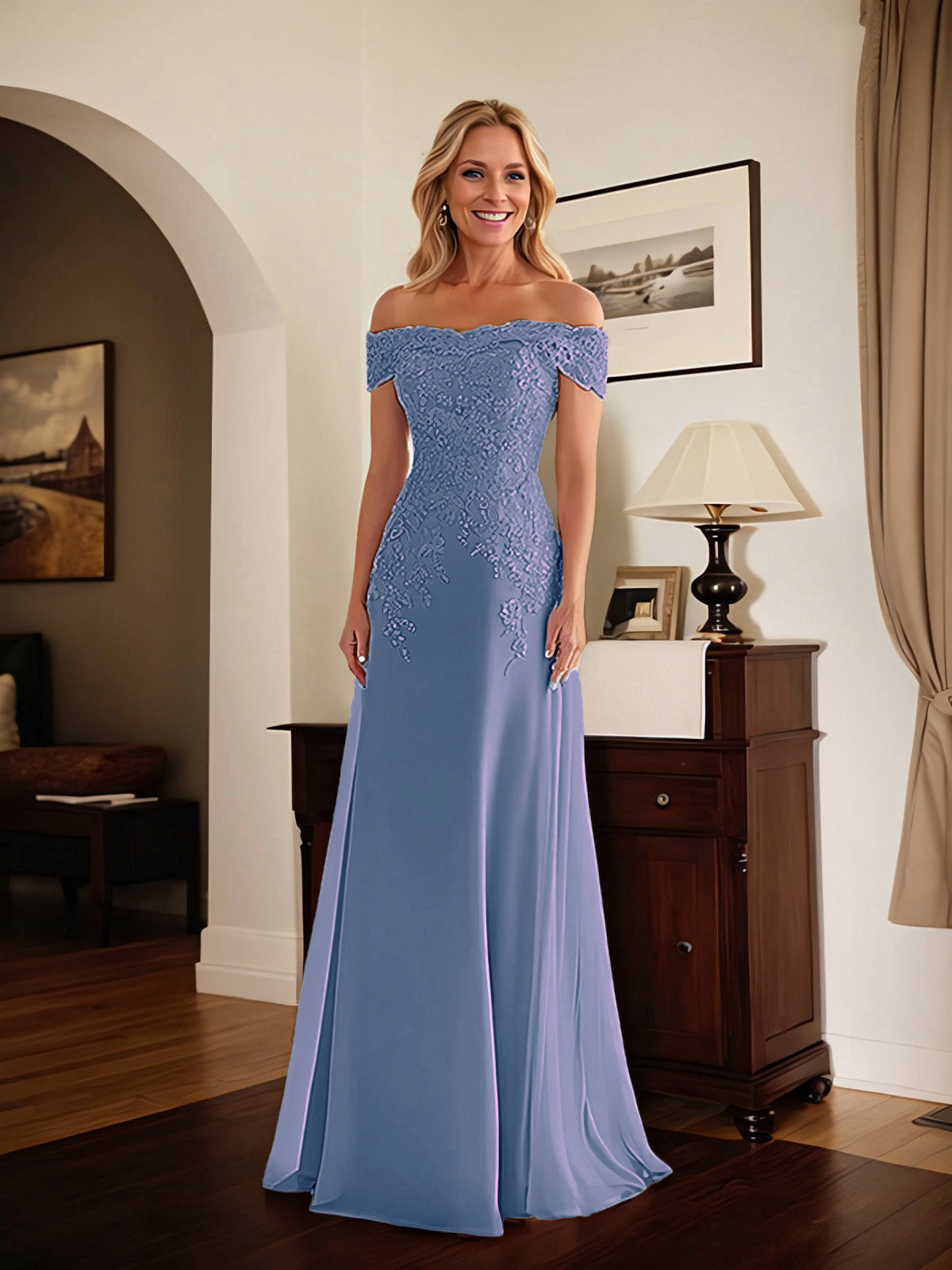 Adriana | Women's Off-Shoulder Lace Mermaid Gown