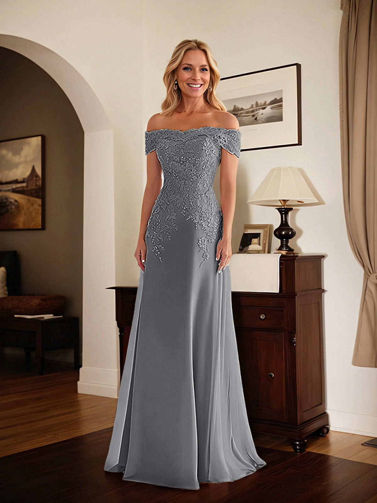 Adriana | Women's Off-Shoulder Lace Mermaid Gown