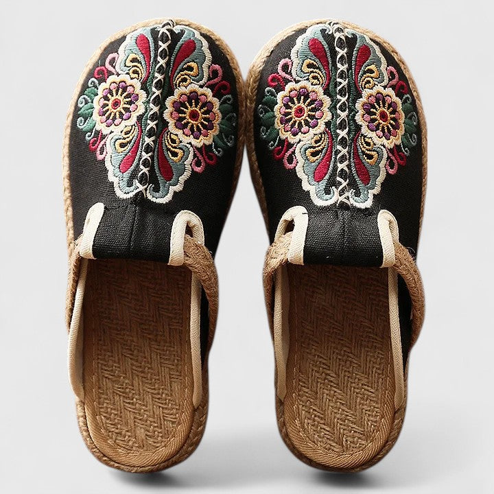 Marousse Floral Mules for Women | Hand-Embroidered Comfort Slip-Ons