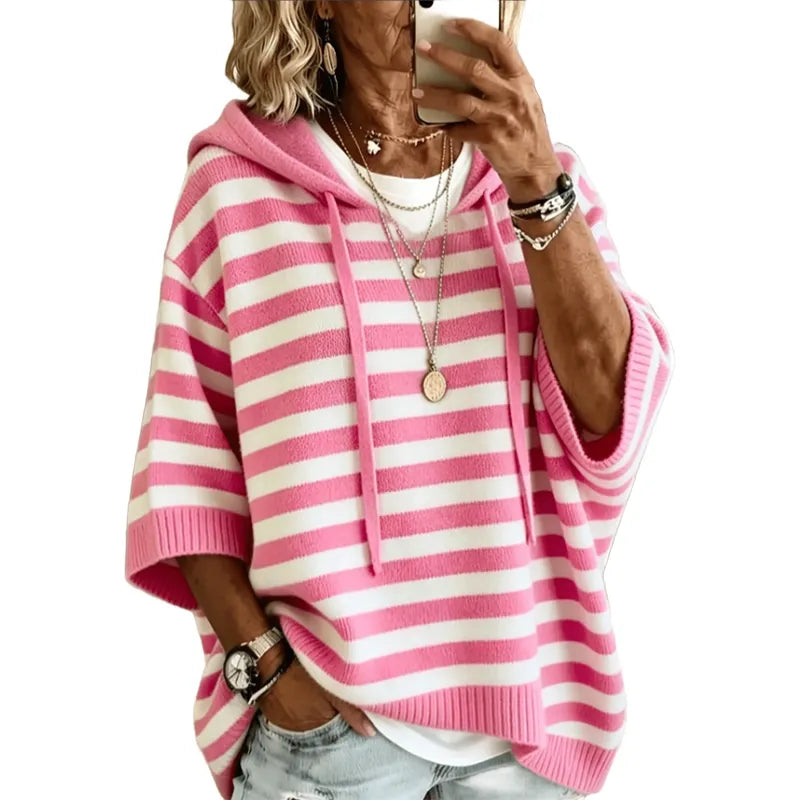 Leontine | Women's Striped Hooded Knit Sweater