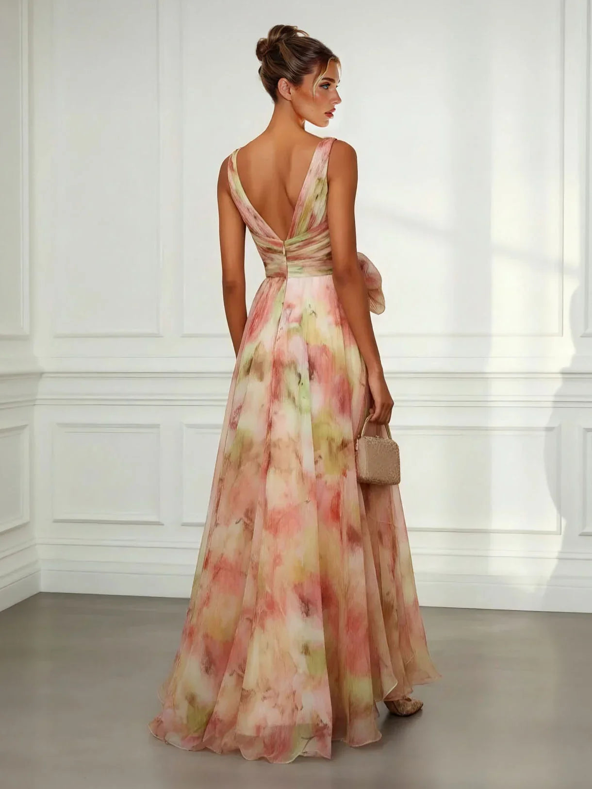 Adaeze | Women's Floral Print V-Neck Sleeveless Maxi Dress