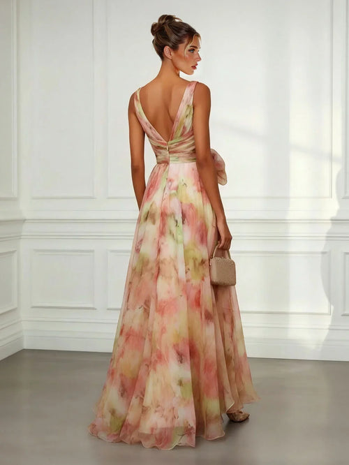 Adaeze | Women's Floral Print V-Neck Sleeveless Maxi Dress