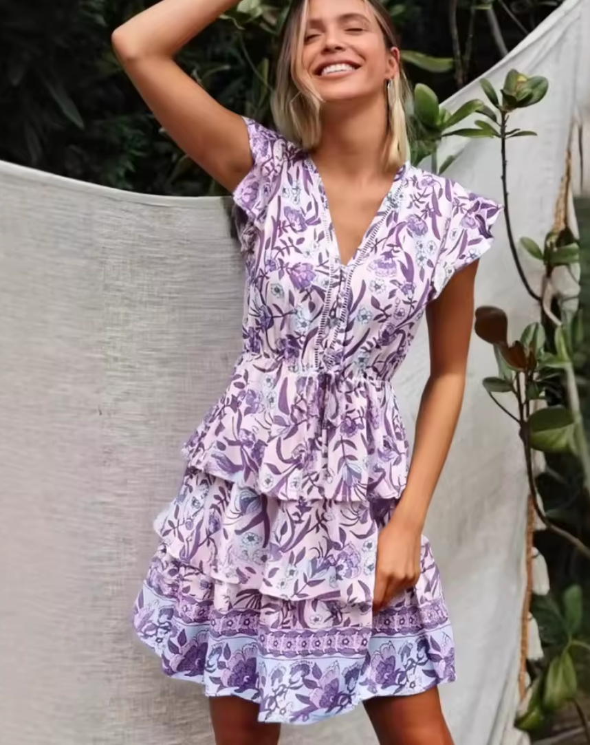 Anissa | Women's Floral Tiered Ruffle Mini Dress