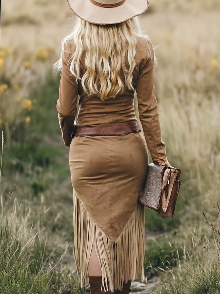 Dallas | Women's Western Lapel Midi Dress