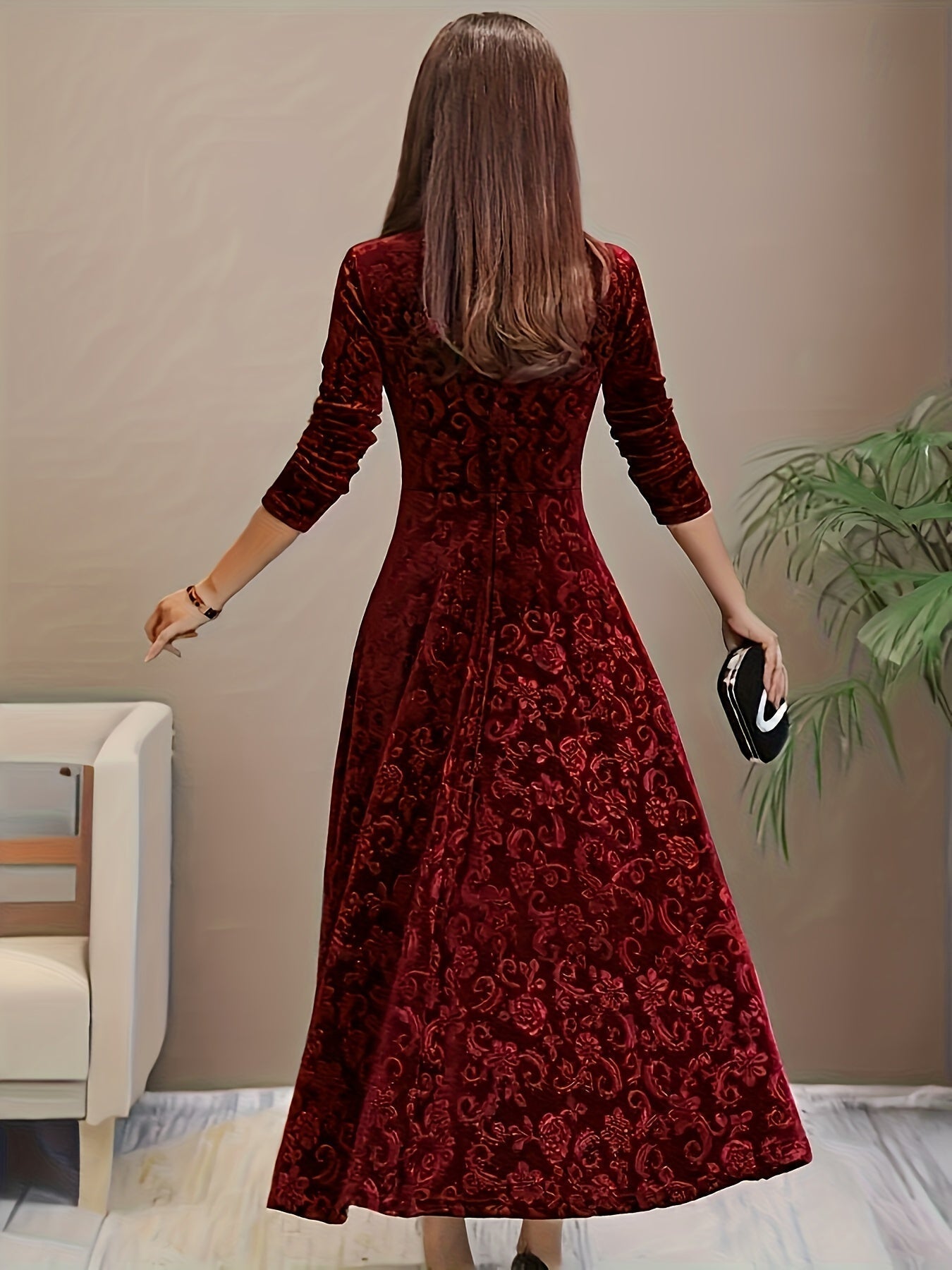 Bethany | Women's Floral Velvet Midi Dress