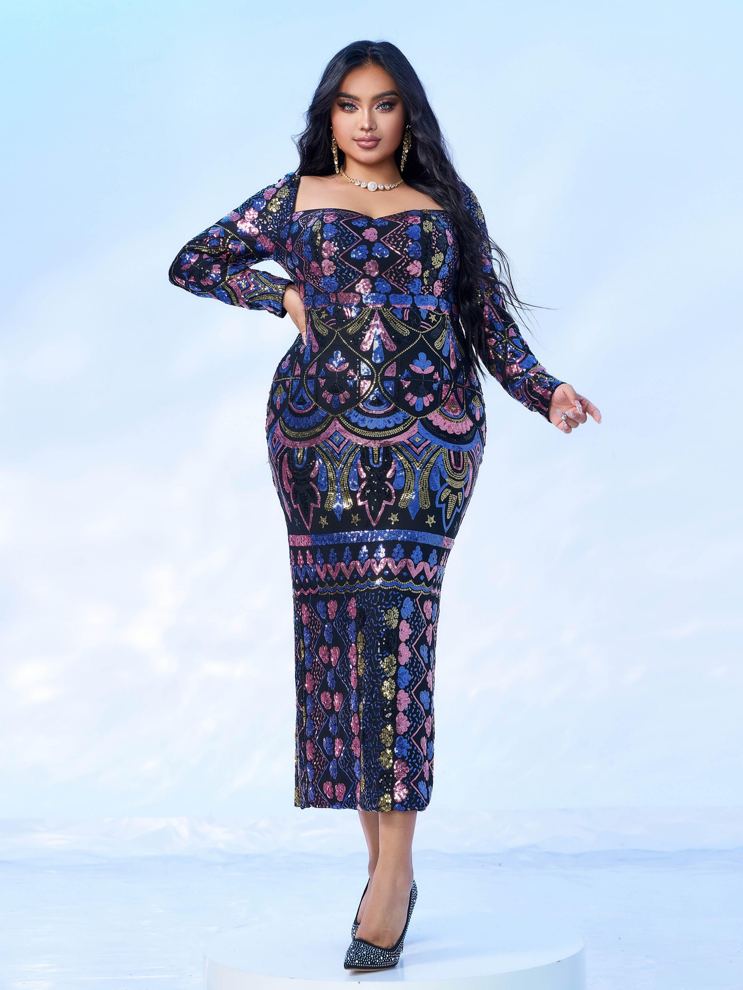 Serenity | Women's Sequin Split Midi Dress