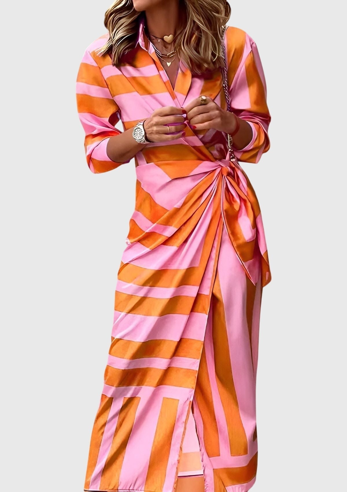Everly Floral Wrap Dress for Women | Elegant Print Midi V Neck