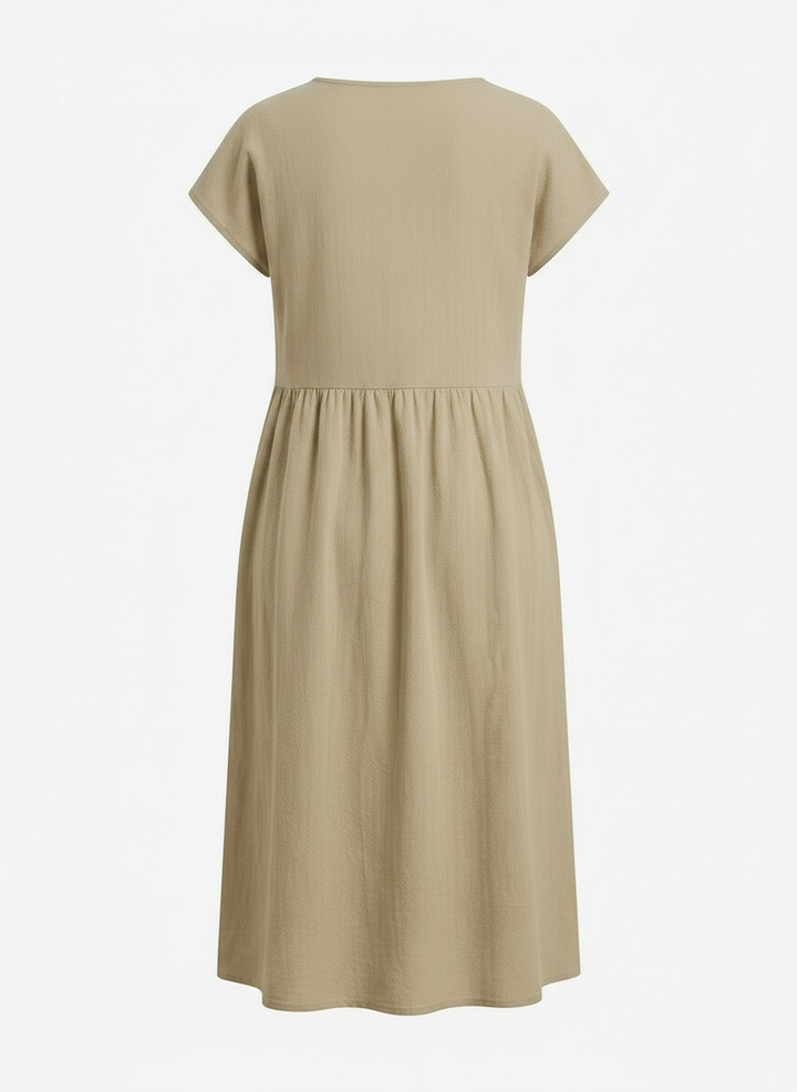 Mirabel | Cap Sleeve Cotton Midi Dress with Pockets