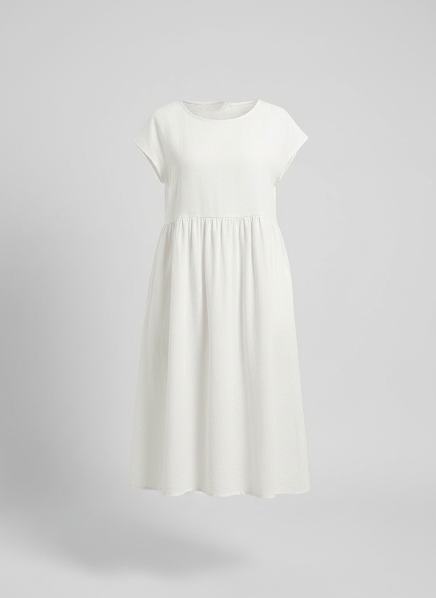 Mirabel | Cap Sleeve Cotton Midi Dress with Pockets