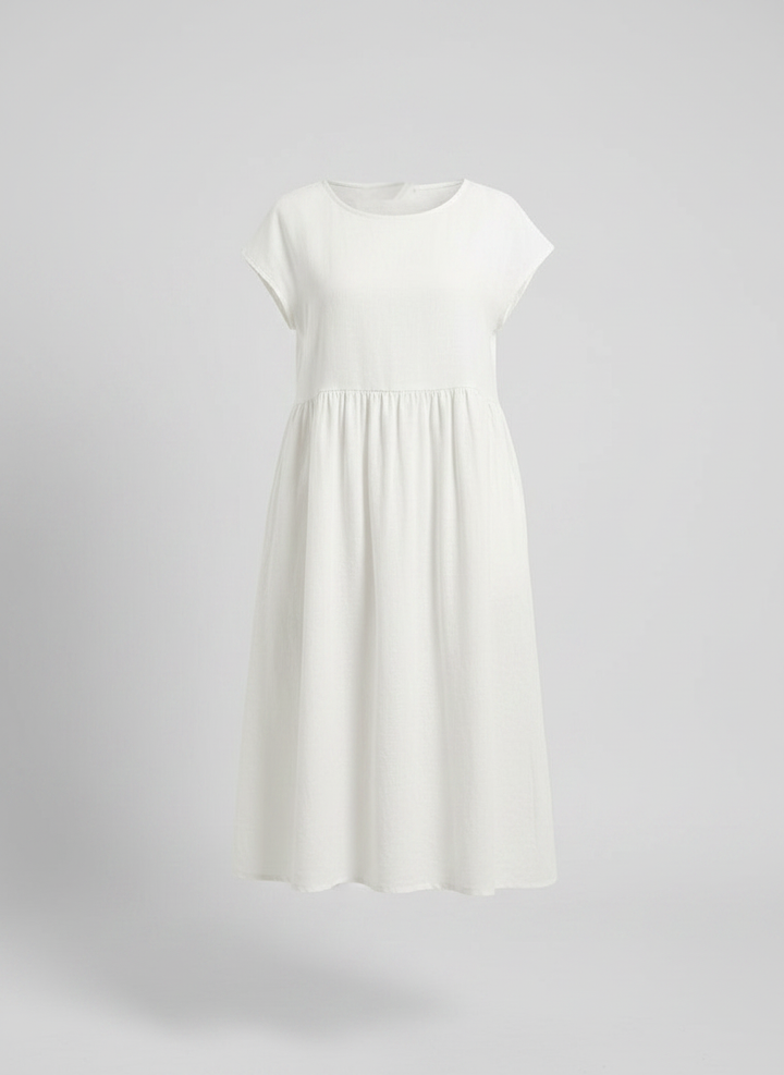 Mirabel | Cap Sleeve Cotton Midi Dress with Pockets