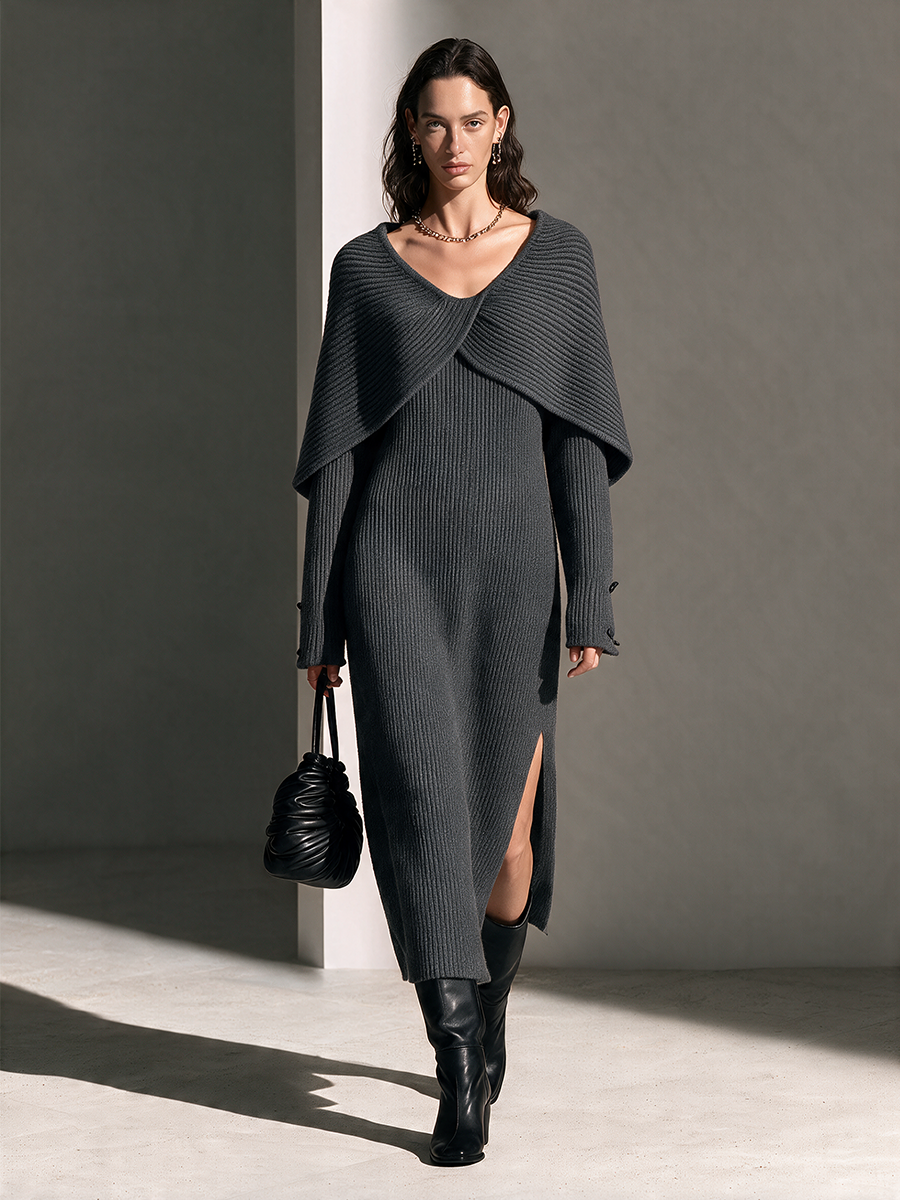Odessa | Women's Cape-Overlay V-Neck Maxi Dress