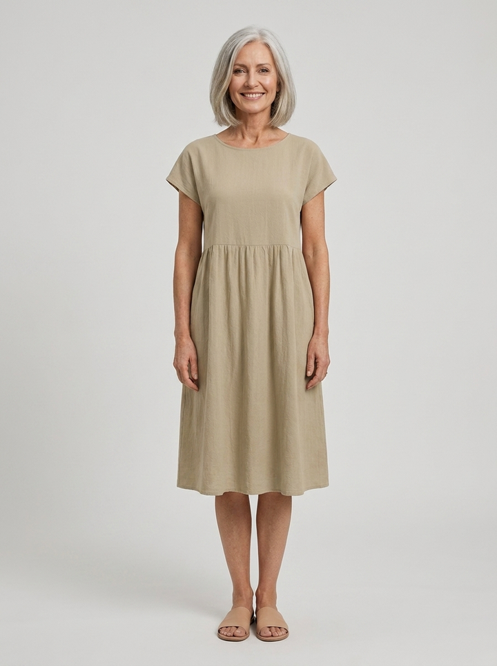 Mirabel | Cap Sleeve Cotton Midi Dress with Pockets