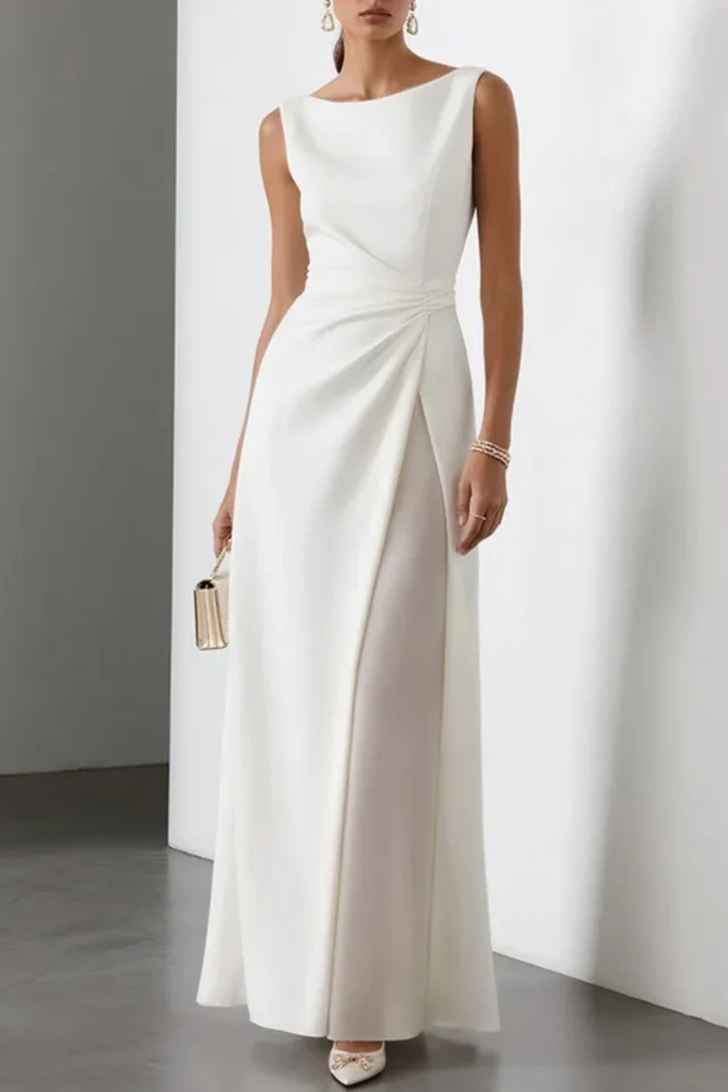Cressida | Women's Boat Neck Sleeveless Maxi Dress