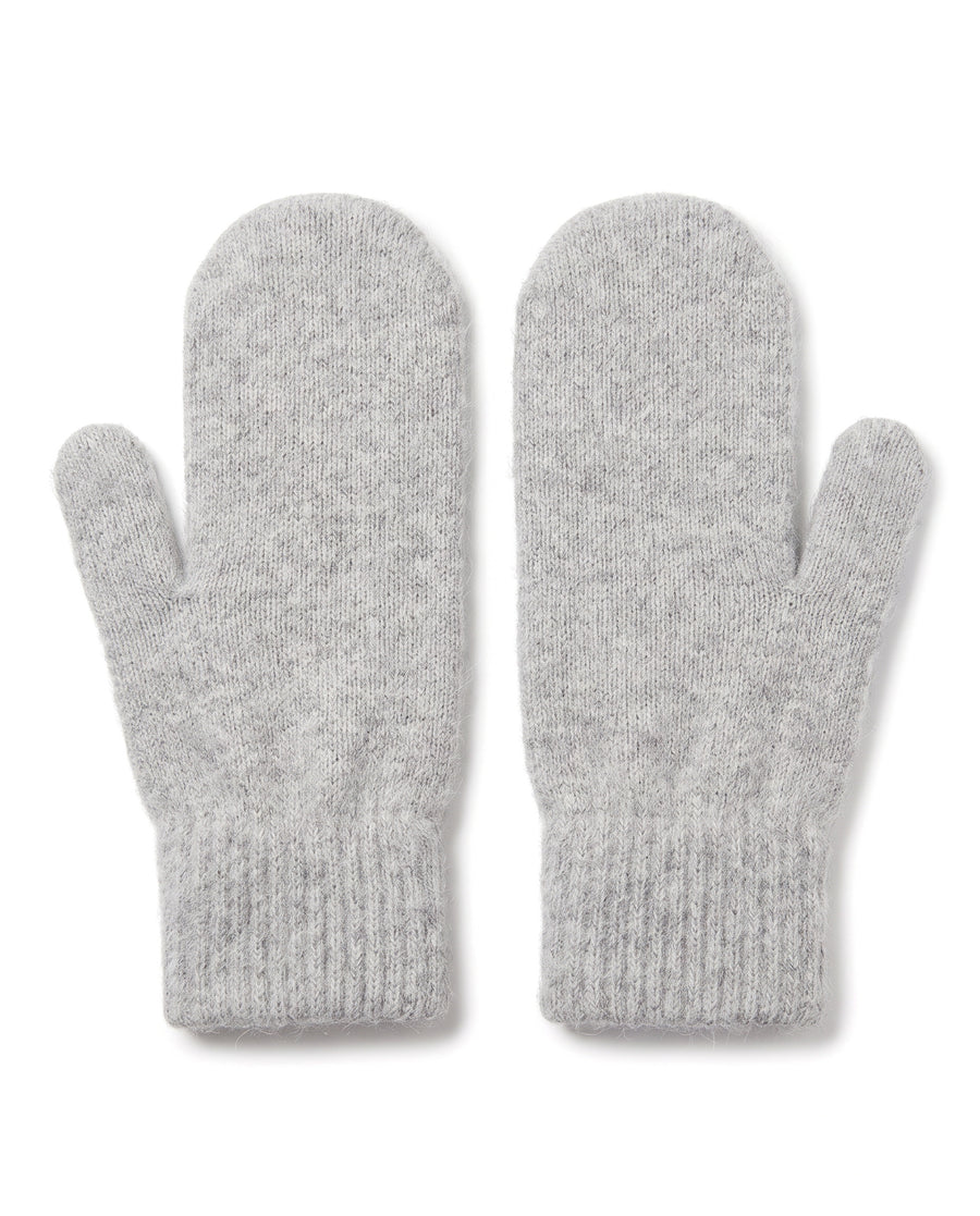 Light Gray knit mittens, front view