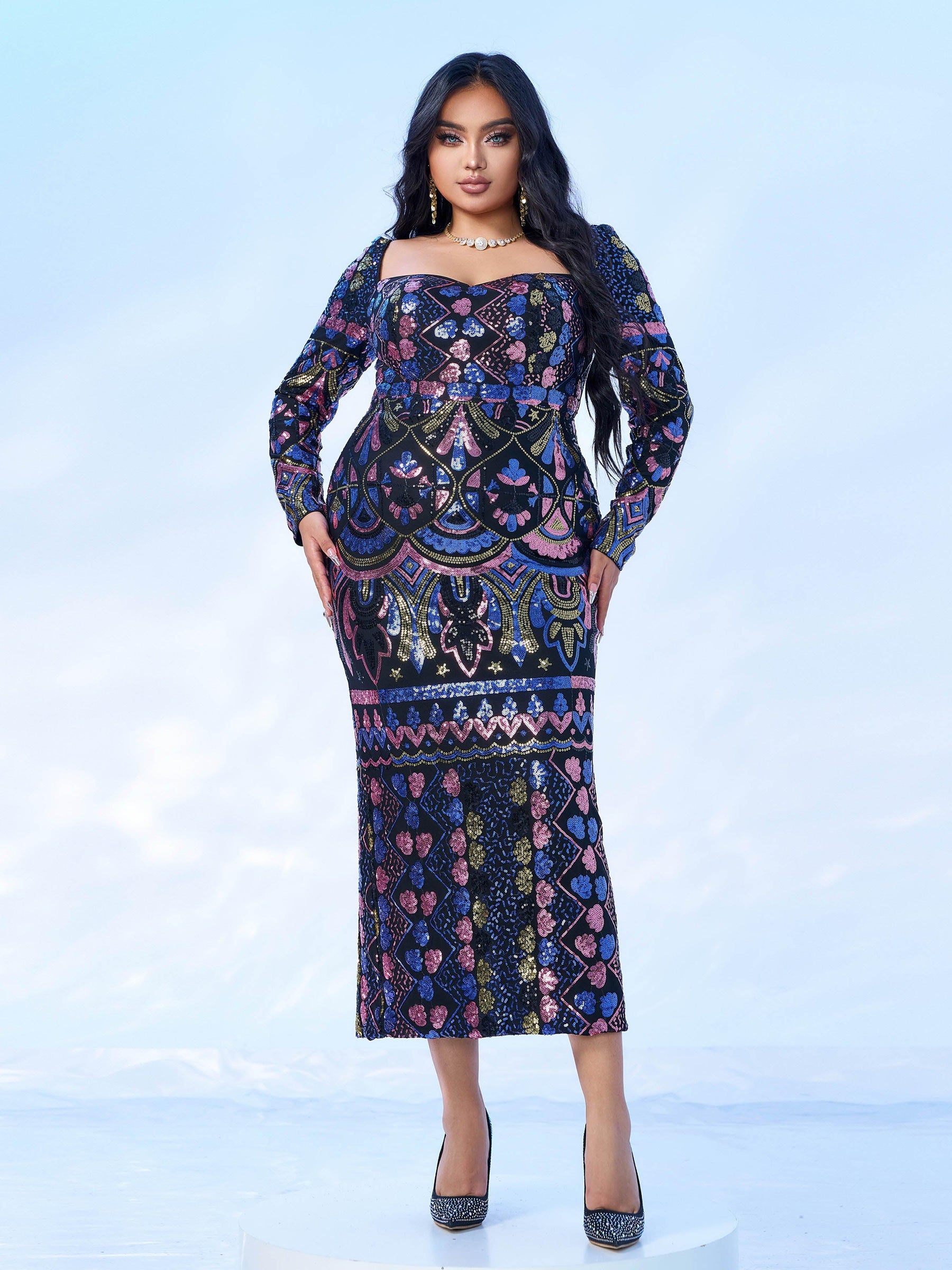 Serenity | Women's Sequin Split Midi Dress