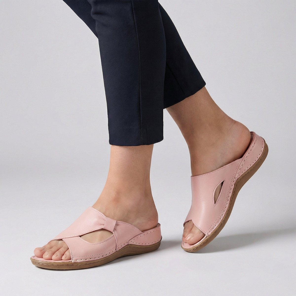Dagna | Women's Slip-On Flat Mule Sandal with Cut-Out