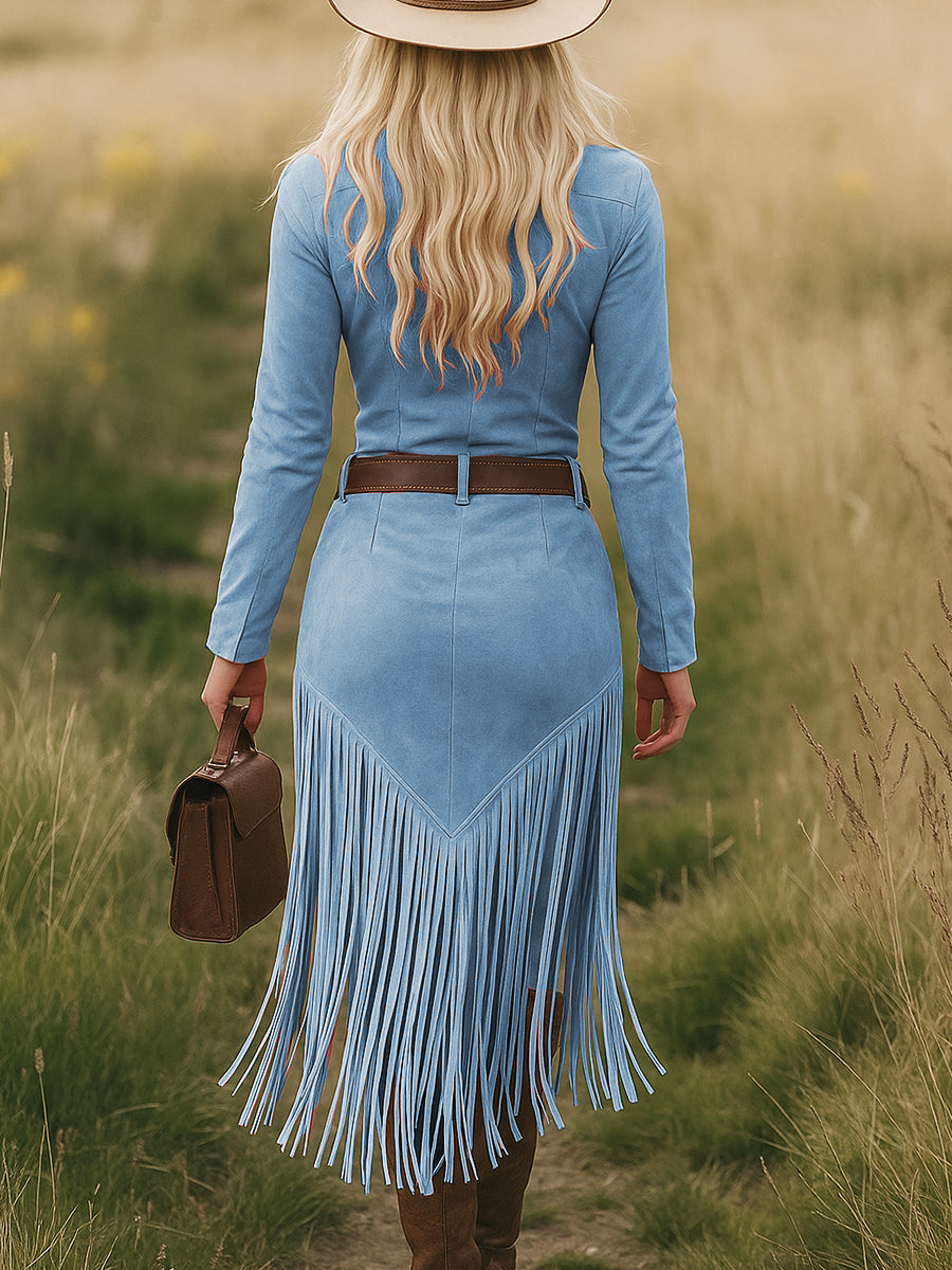 Dallas | Women's Western Lapel Midi Dress