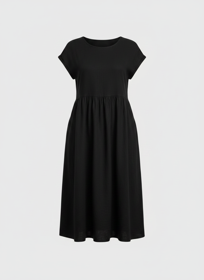 Mirabel | Cap Sleeve Cotton Midi Dress with Pockets