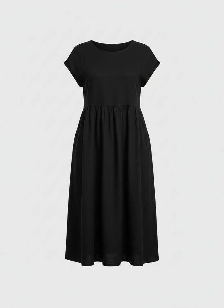 Mirabel | Cap Sleeve Cotton Midi Dress with Pockets