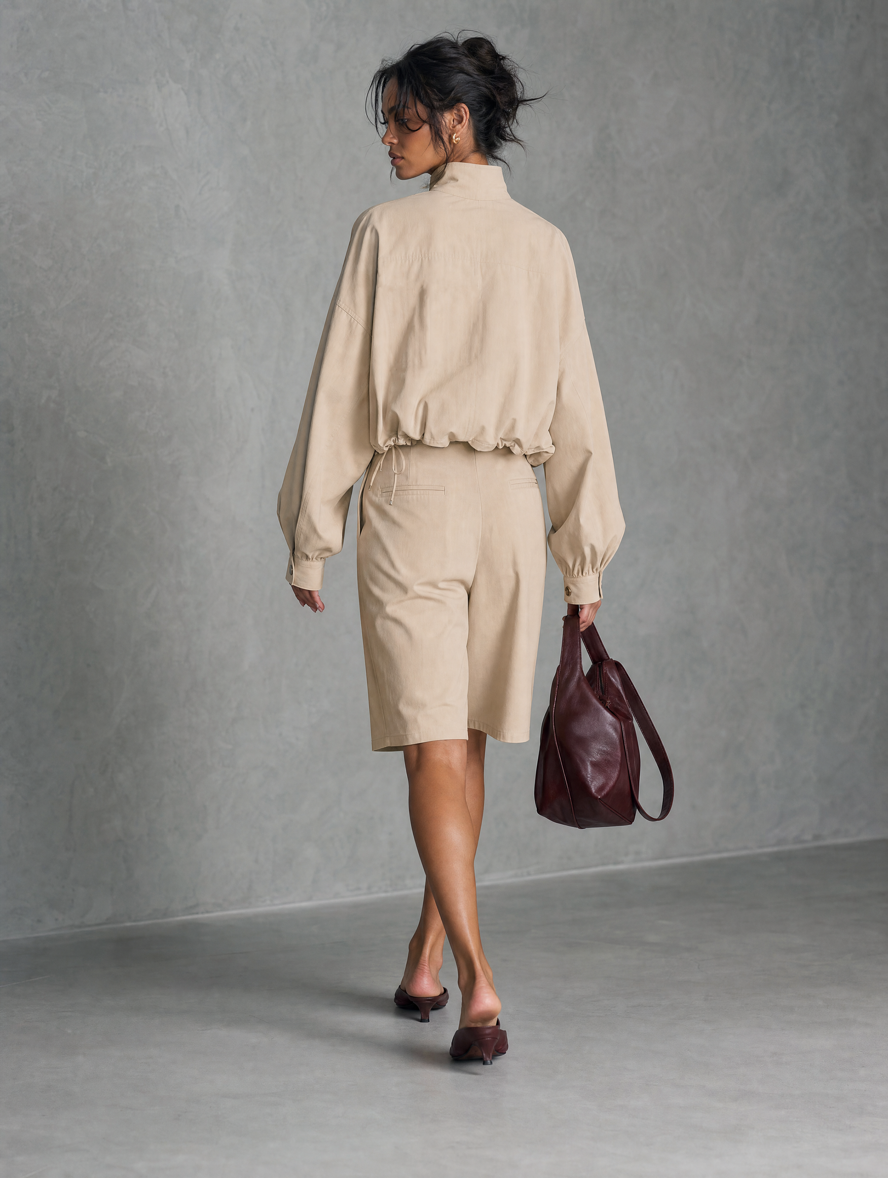 Marisol | Women's Woven Two-Piece Jacket & Shorts Set