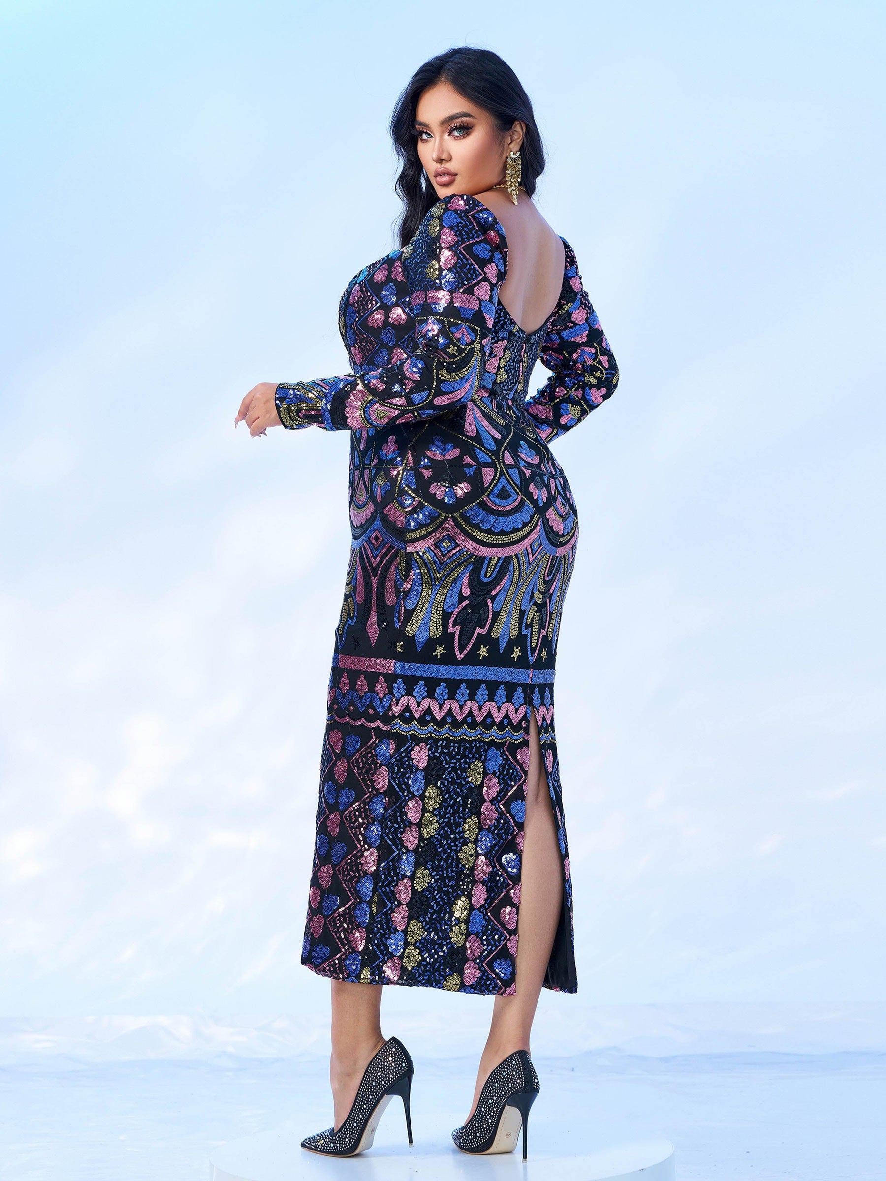 Serenity | Women's Sequin Split Midi Dress