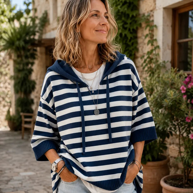 Leontine | Women's Striped Hooded Knit Sweater