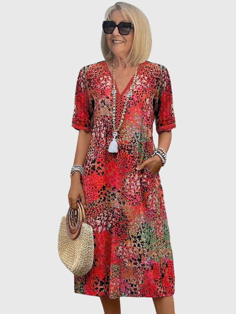 Calista | Women's Floral V-Neck Midi Dress