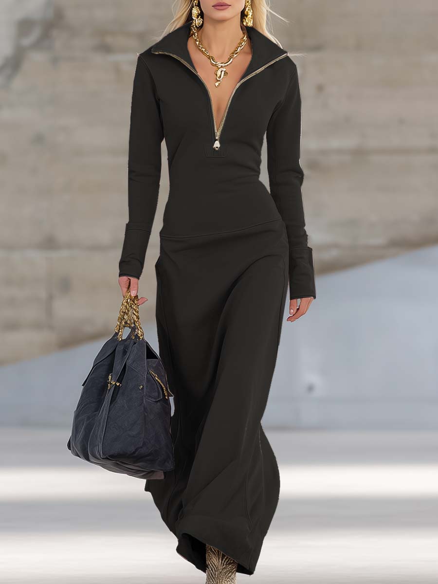 Evangelia | Women's Hooded Zip Front Maxi Dress