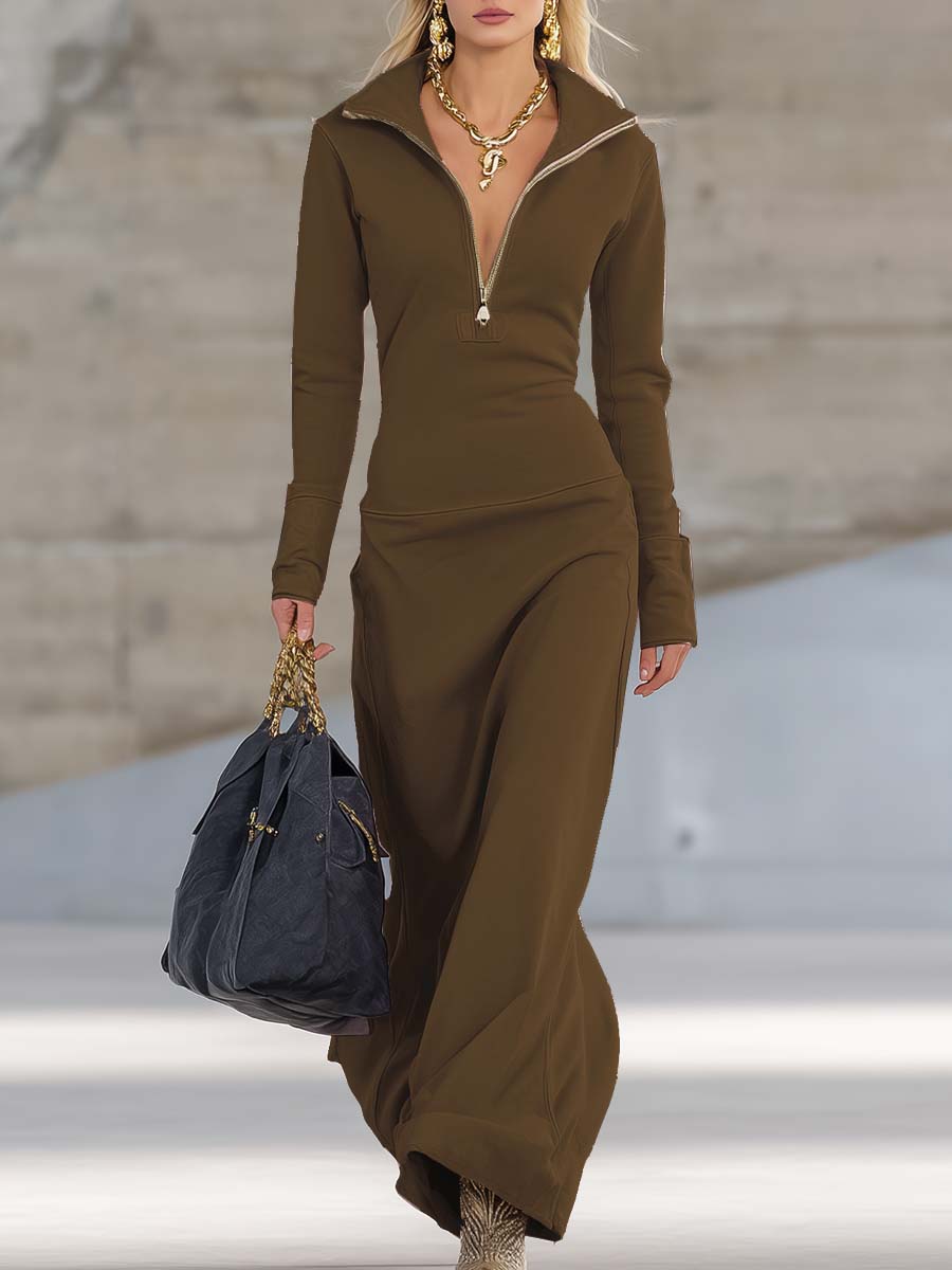 Evangelia | Women's Hooded Zip Front Maxi Dress