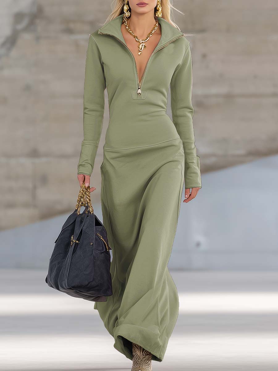 Evangelia | Women's Hooded Zip Front Maxi Dress