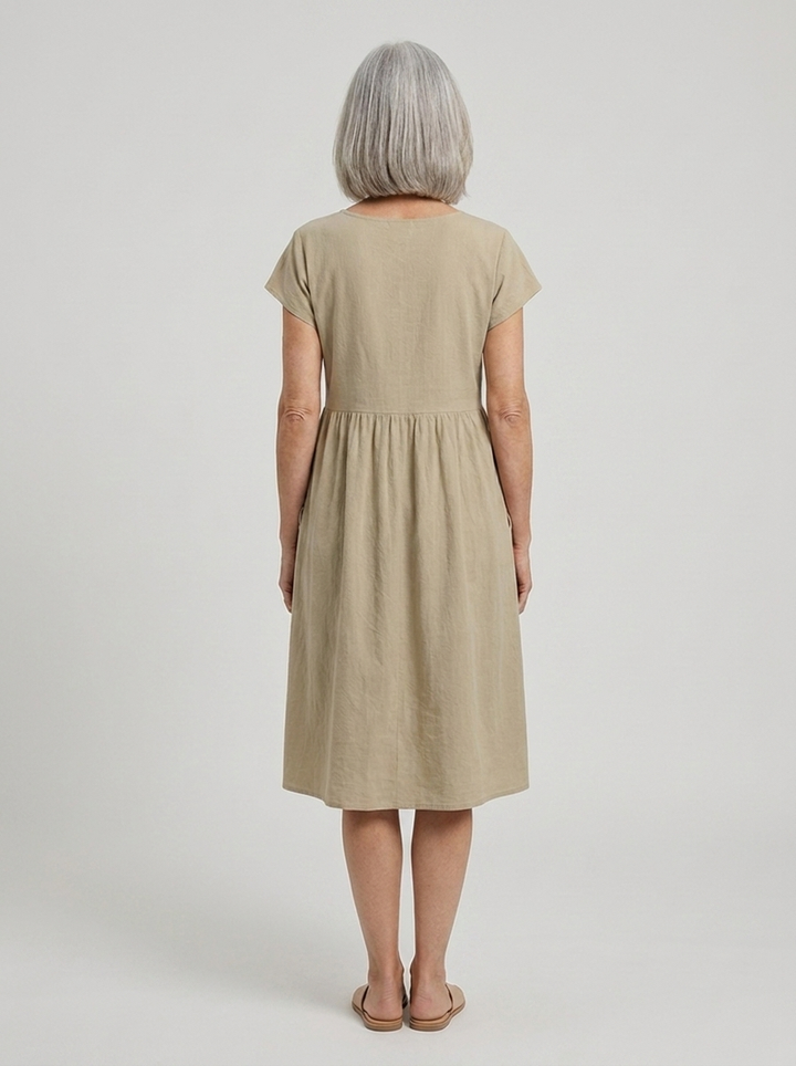 Mirabel | Cap Sleeve Cotton Midi Dress with Pockets