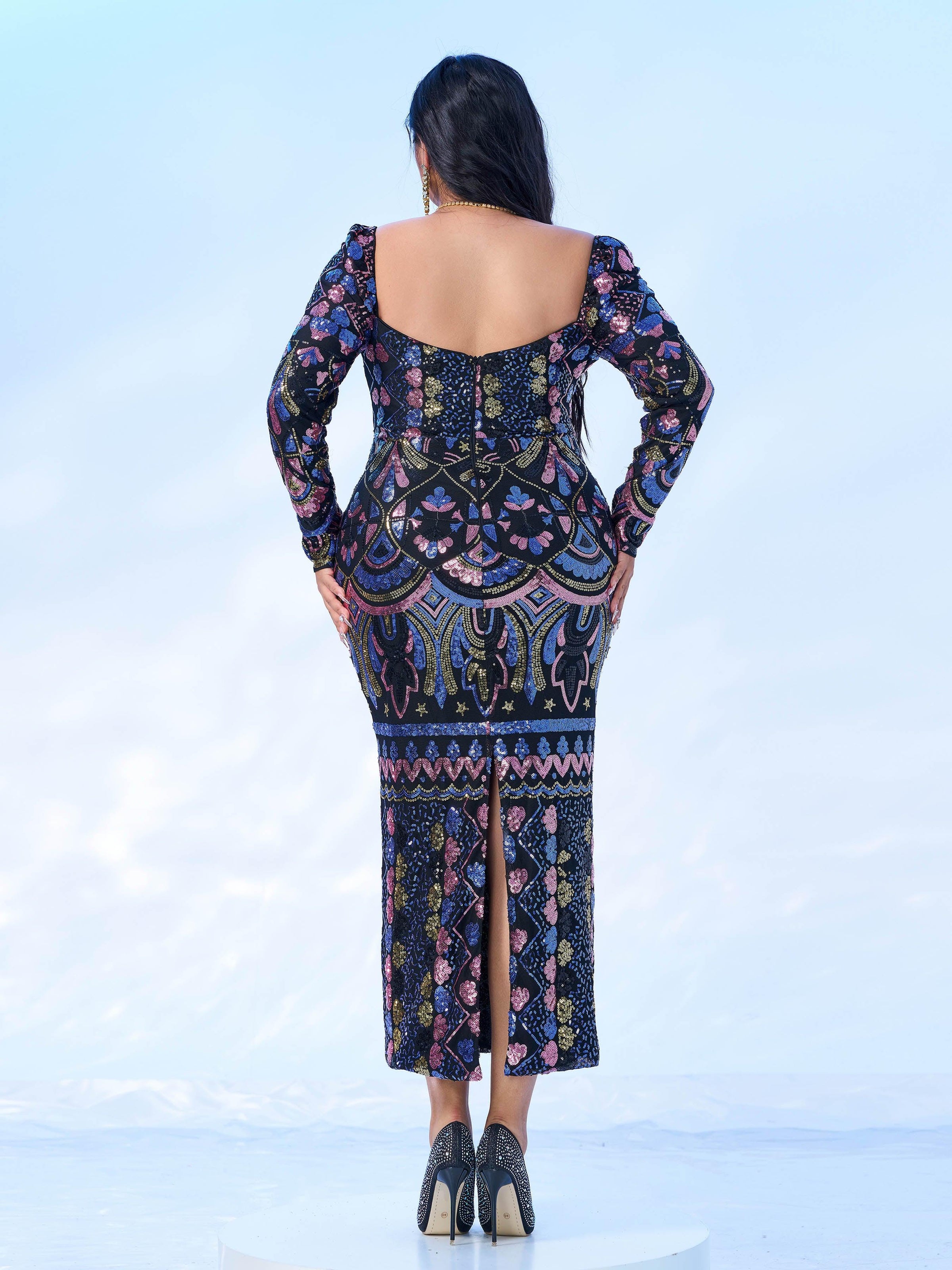 Serenity | Women's Sequin Split Midi Dress