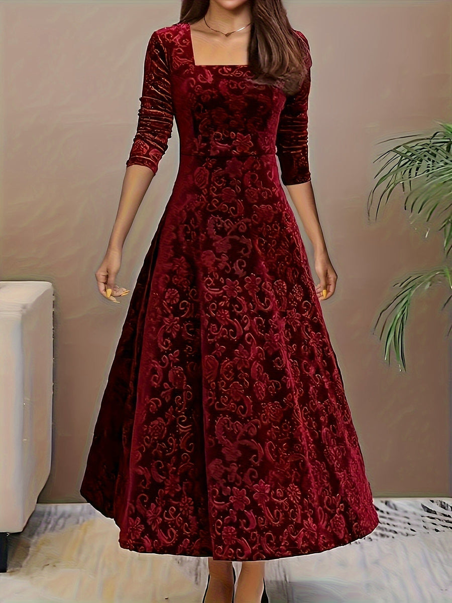 Bethany | Women's Floral Velvet Midi Dress