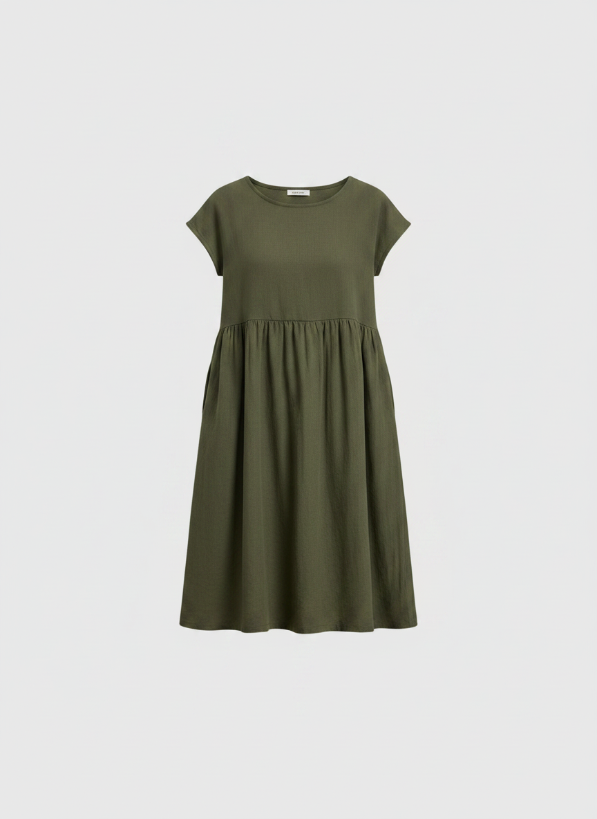 Mirabel | Cap Sleeve Cotton Midi Dress with Pockets