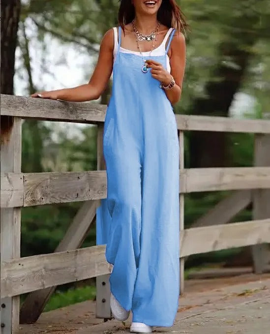 Harlow | Women's Wide Leg Bib Overall Jumpsuit