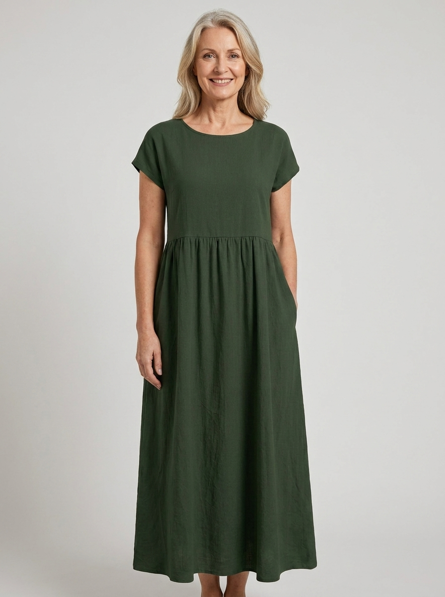 Giselle | Cap Sleeve Cotton Maxi Dress with Pockets