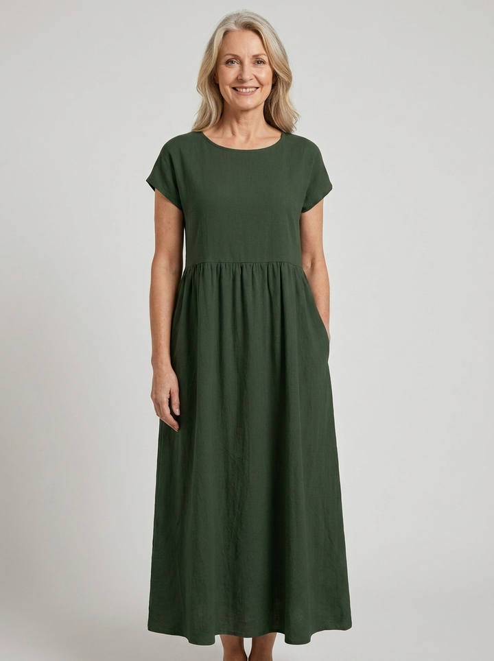 Giselle | Cap Sleeve Cotton Maxi Dress with Pockets
