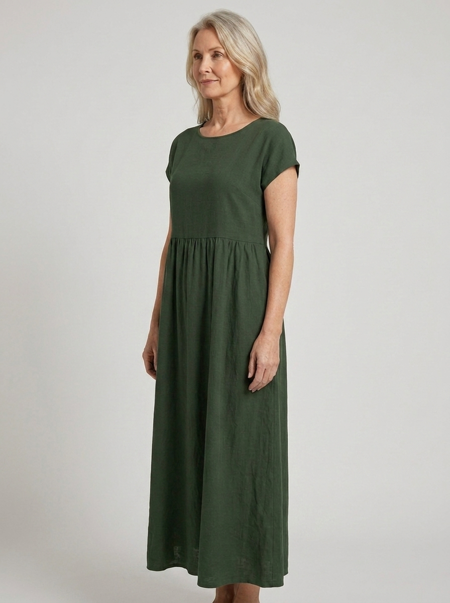 Giselle | Cap Sleeve Cotton Maxi Dress with Pockets
