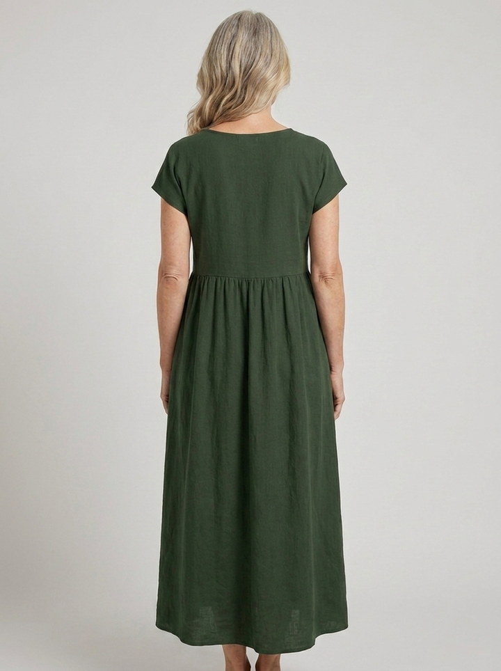 Giselle | Cap Sleeve Cotton Maxi Dress with Pockets