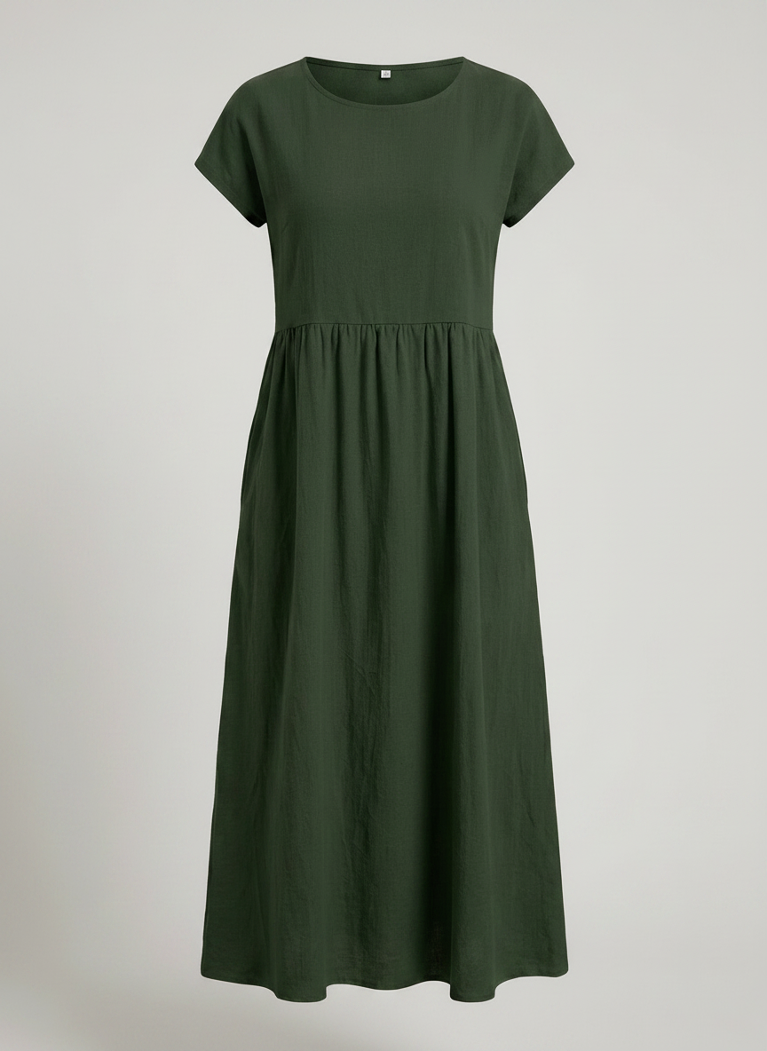 Giselle | Cap Sleeve Cotton Maxi Dress with Pockets