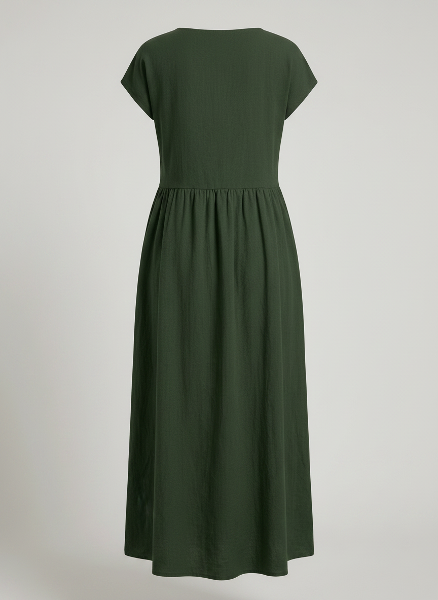 Giselle | Cap Sleeve Cotton Maxi Dress with Pockets